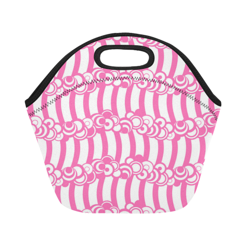 Cindy's Hot Pink Retro Waves Neoprene Lunch Bag/Small (Model 1669)