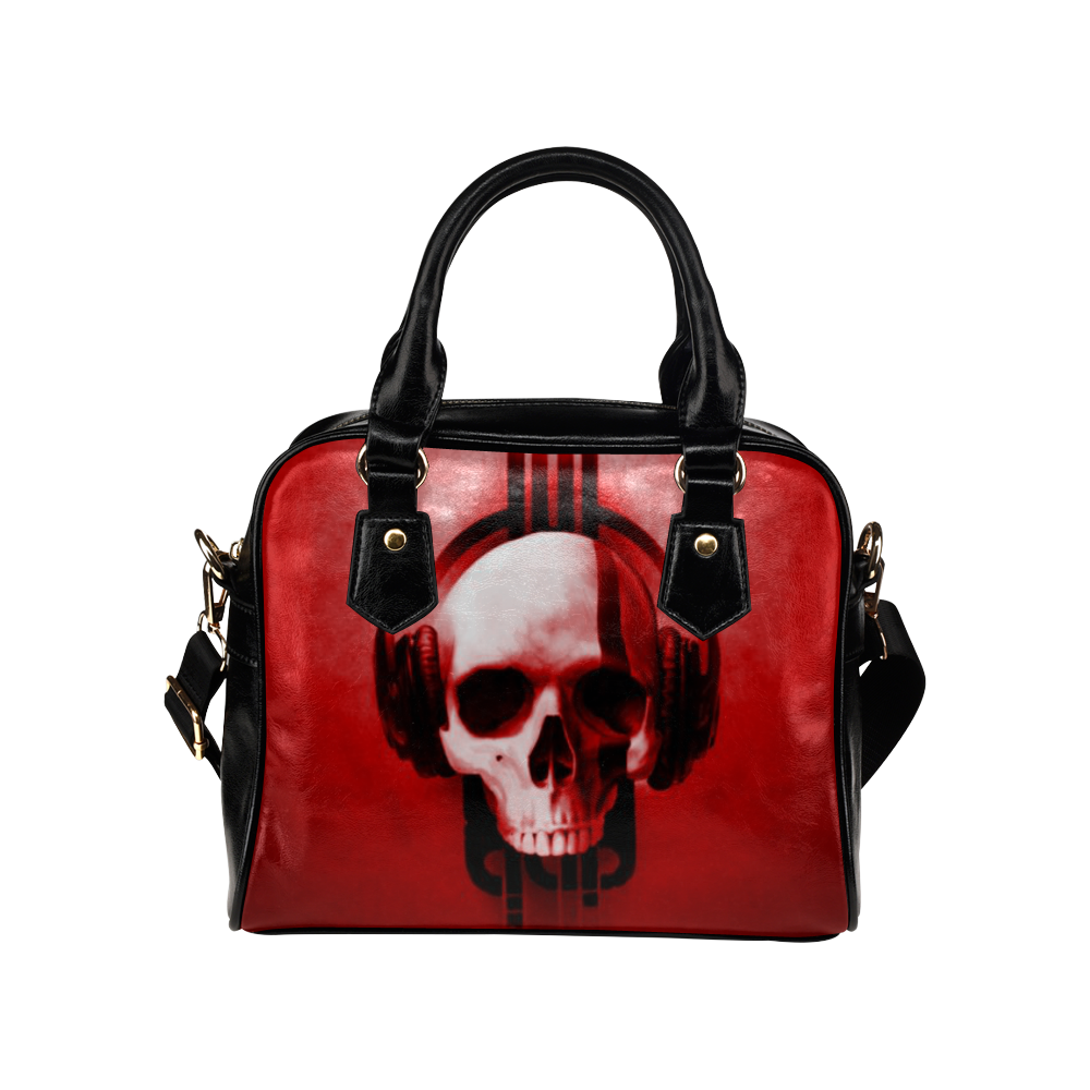 Cool Skulls Deep Red Metallic Shoulder Handbag (Model 1634)