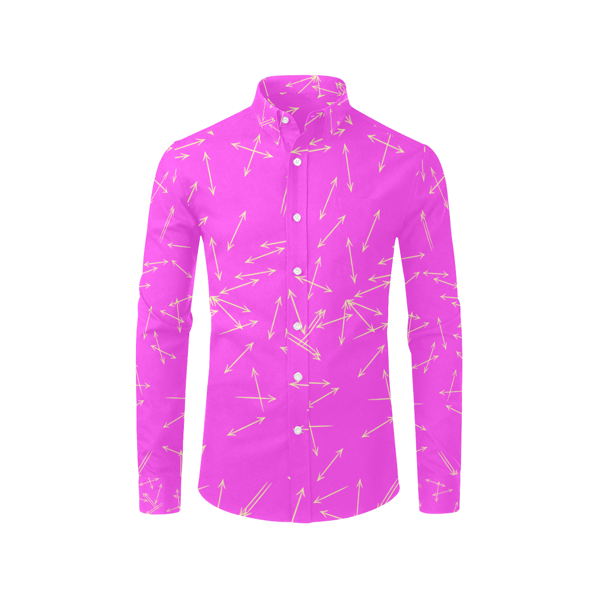 Arrows Every Direction Yellow on Pink Men's All Over Print Casual Dress Shirt (Model T61)