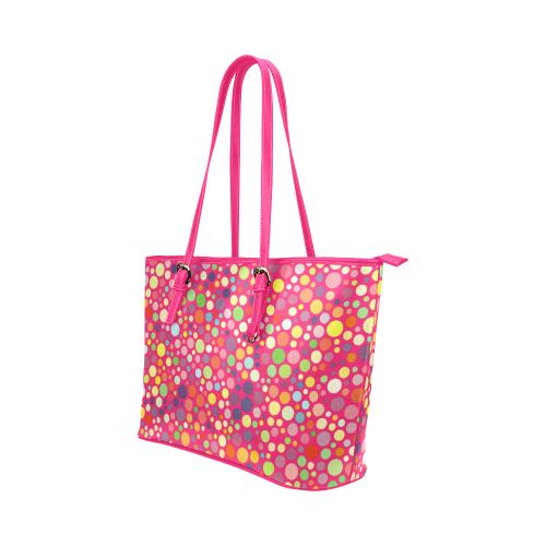 Colorful dot pattern Leather Tote Bag/Small (Model 1651)