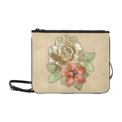 Leather flower decor Slim Clutch Bag (Model 1668)