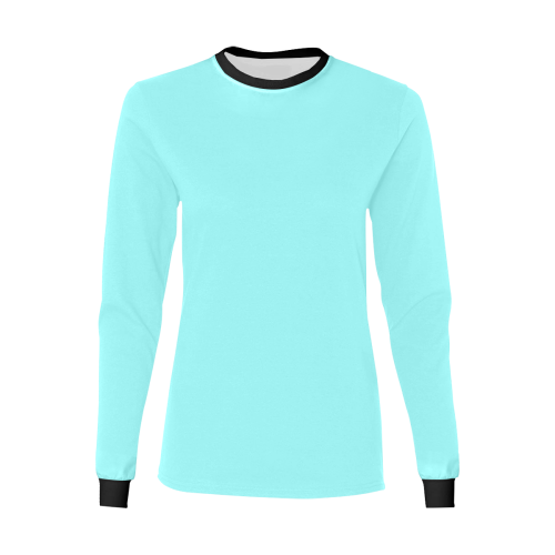 color ice blue Women's All Over Print Long Sleeve T-shirt (Model T51)