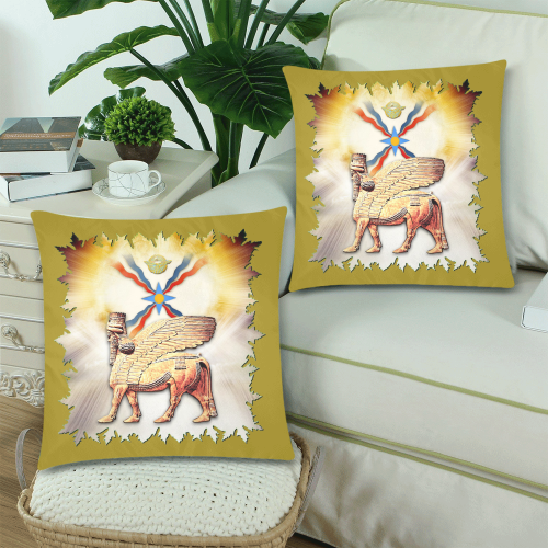 ASSYRIA Custom Zippered Pillow Cases 18"x 18" (Twin Sides) (Set of 2)