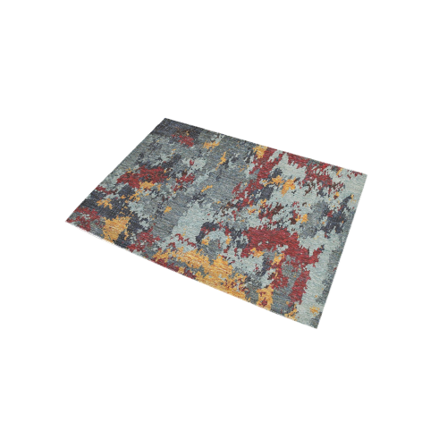 Ayumi Blue, Red, Gold Modern Abstract Area Rug 5'x3'3''