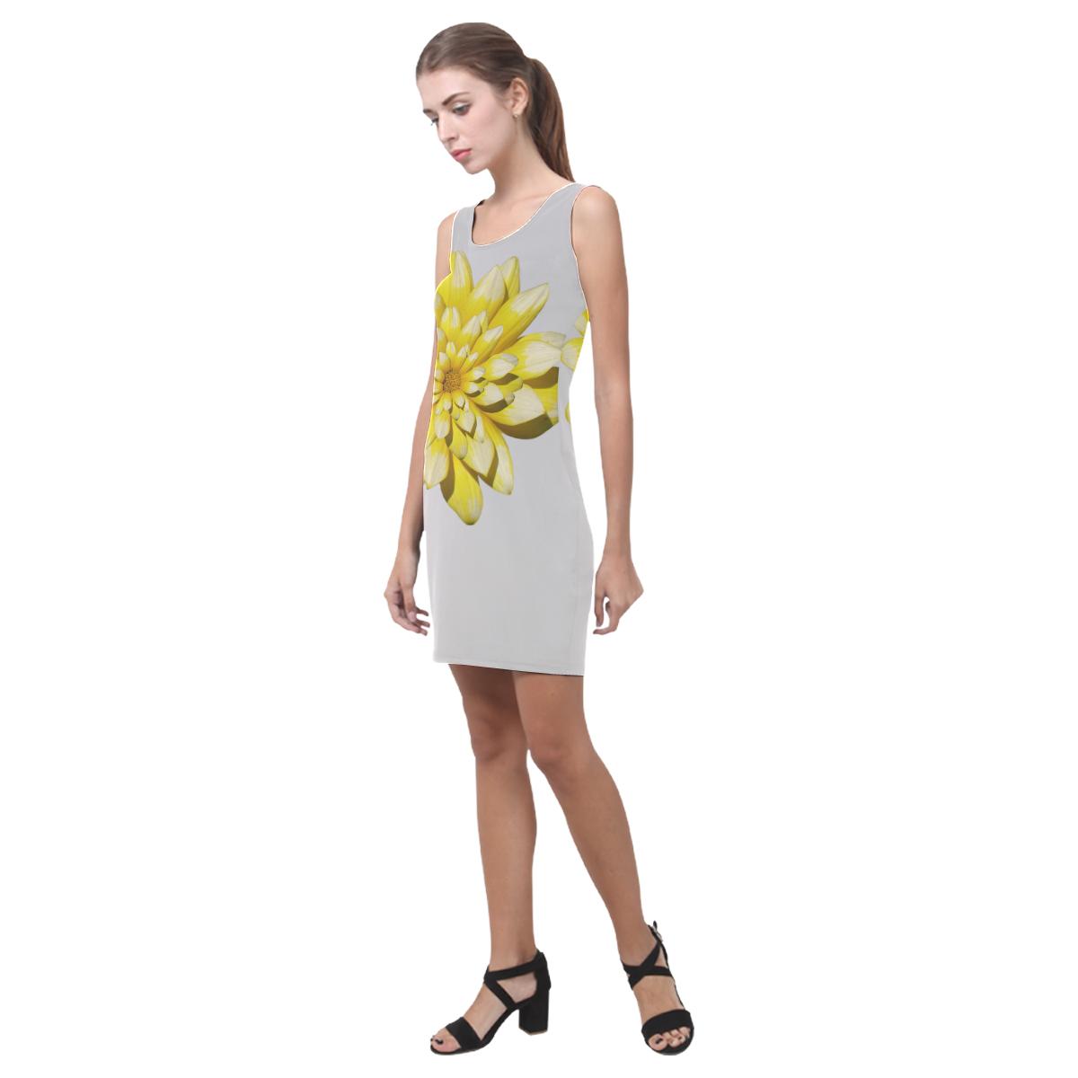 Yellow Flower, floral photography Medea Vest Dress (Model D06)