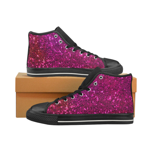 Design exotic shoes / WITH GLITTERs II High Top Canvas Women's Shoes/Large Size (Model 017)