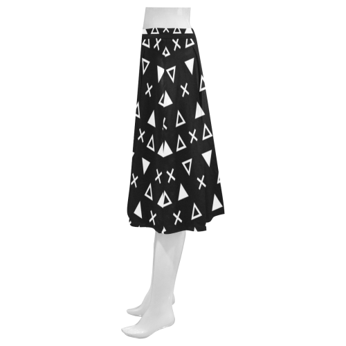 Geo Line Triangle Mnemosyne Women's Crepe Skirt (Model D16)