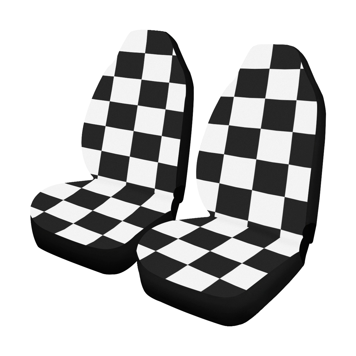 Black White Checkers Car Seat Covers (Set of 2)