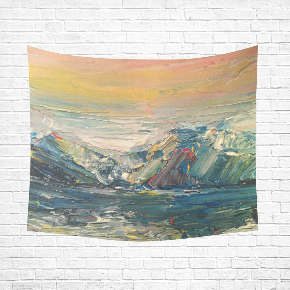 Mountains painting Cotton Linen Wall Tapestry 60"x 51"
