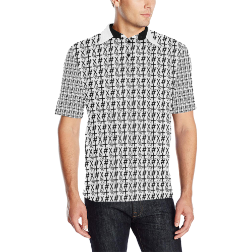 NUMBERS Collection Symbols White/Black Men's All Over Print Polo Shirt (Model T55)