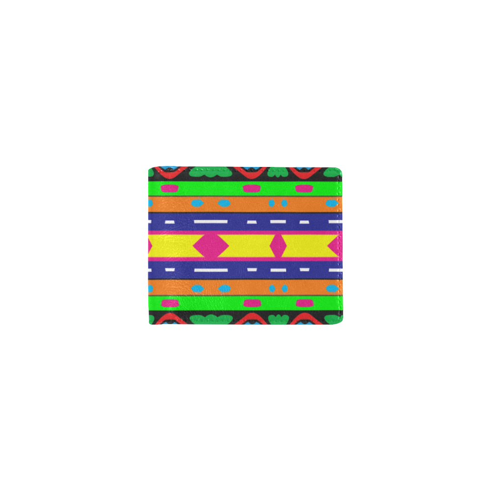 Distorted colorful shapes and stripes Mini Bifold Wallet (Model 1674)