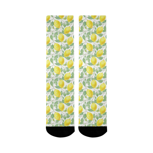 Lemons And Butterfly Mid-Calf Socks (Black Sole)