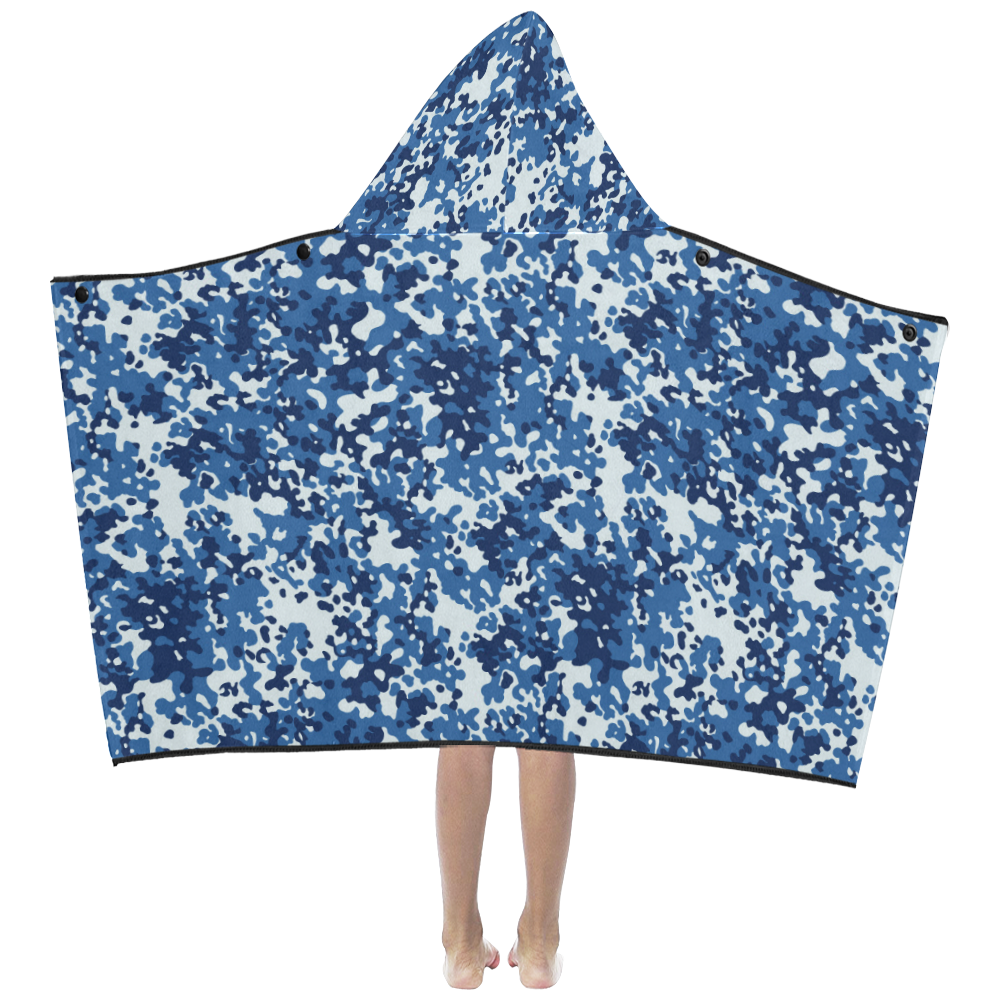 Digital Blue Camouflage Kids' Hooded Bath Towels