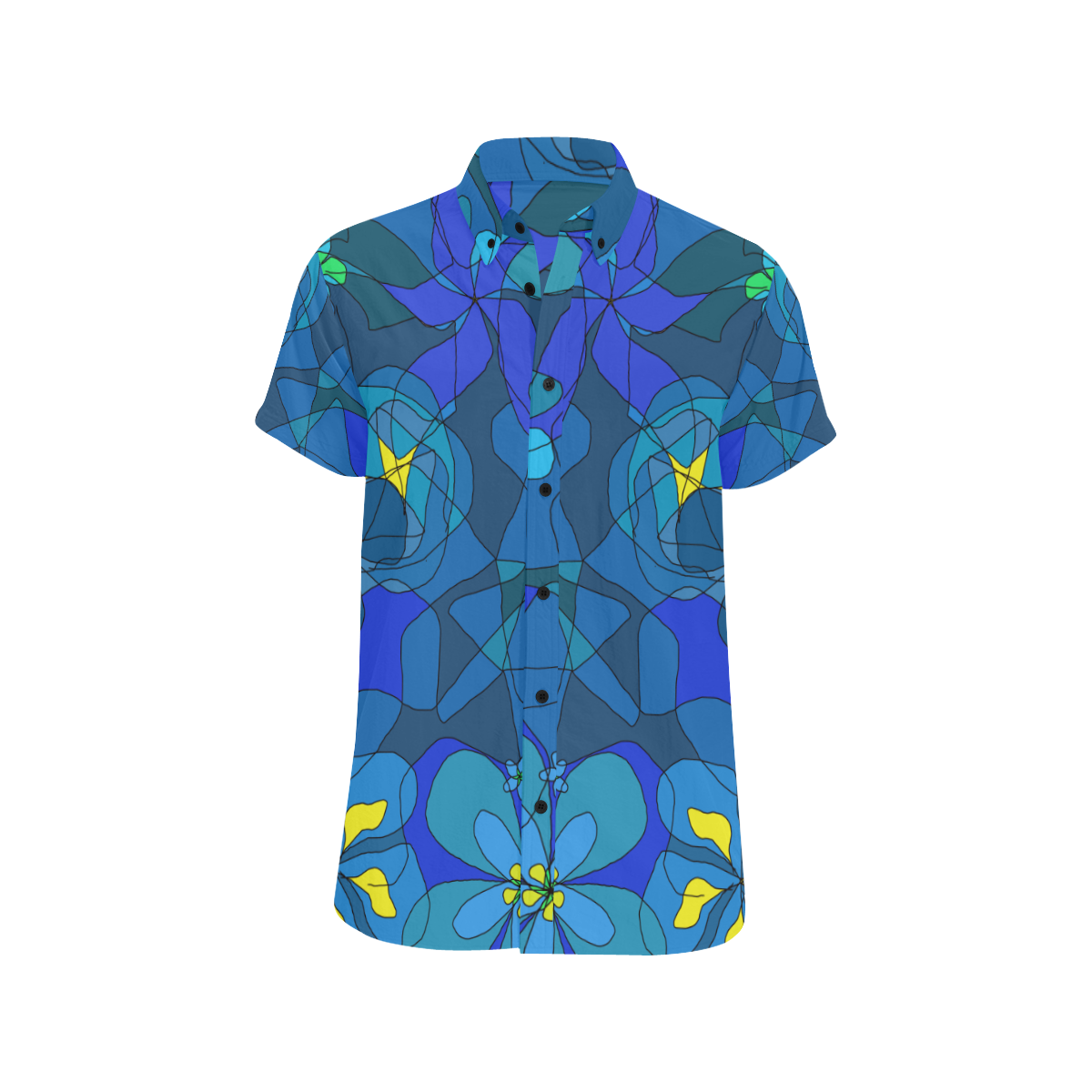 Abstract Blue Floral Design 2020 Men's All Over Print Short Sleeve Shirt/Large Size (Model T53)