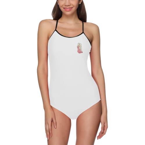 White strappy swimsuit with angel Strap Swimsuit ( Model S05)