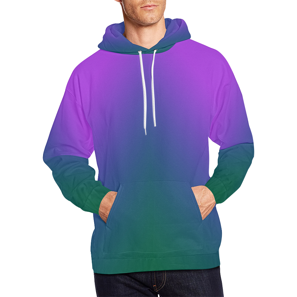 Plush Peacock Ombre All Over Print Hoodie for Men/Large Size (USA Size) (Model H13)