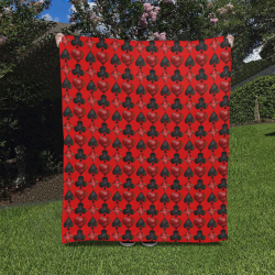 Las Vegas Black and Red Casino Poker Card Shapes on Red Quilt 50"x60"