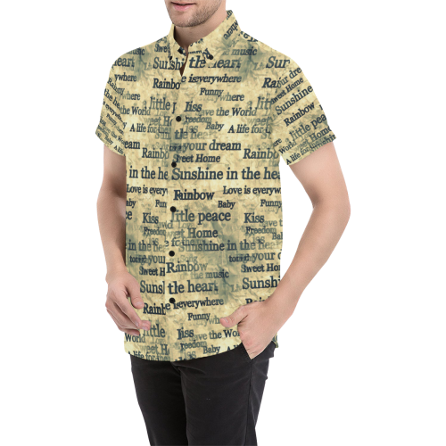 Words Popart by Nico Bielow Men's All Over Print Short Sleeve Shirt (Model T53)