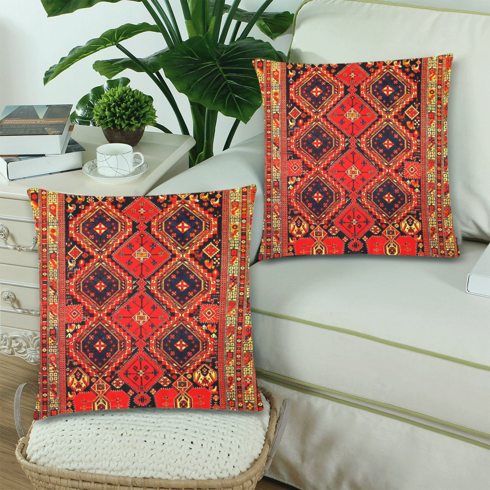 Azerbaijan Pattern 3 Custom Zippered Pillow Cases 18"x 18" (Twin Sides) (Set of 2)