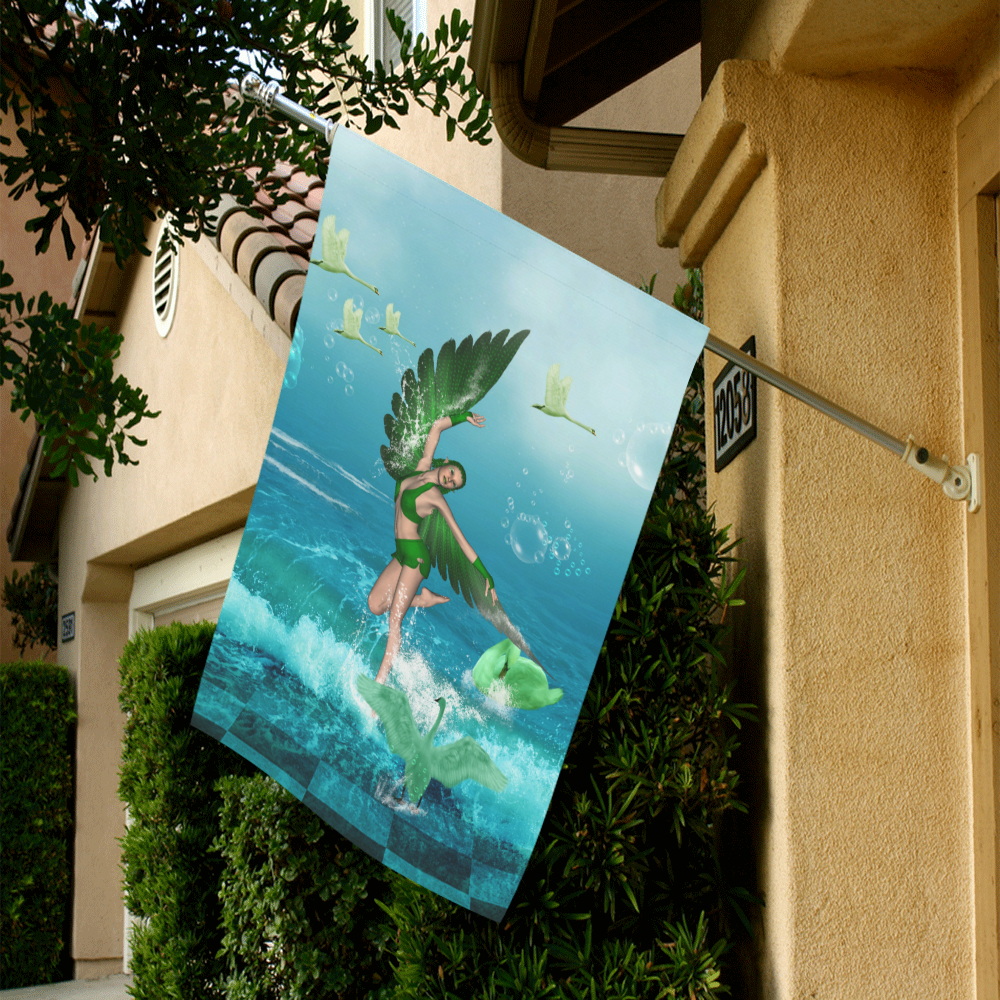 The fairy of birds Garden Flag 28''x40'' （Without Flagpole）