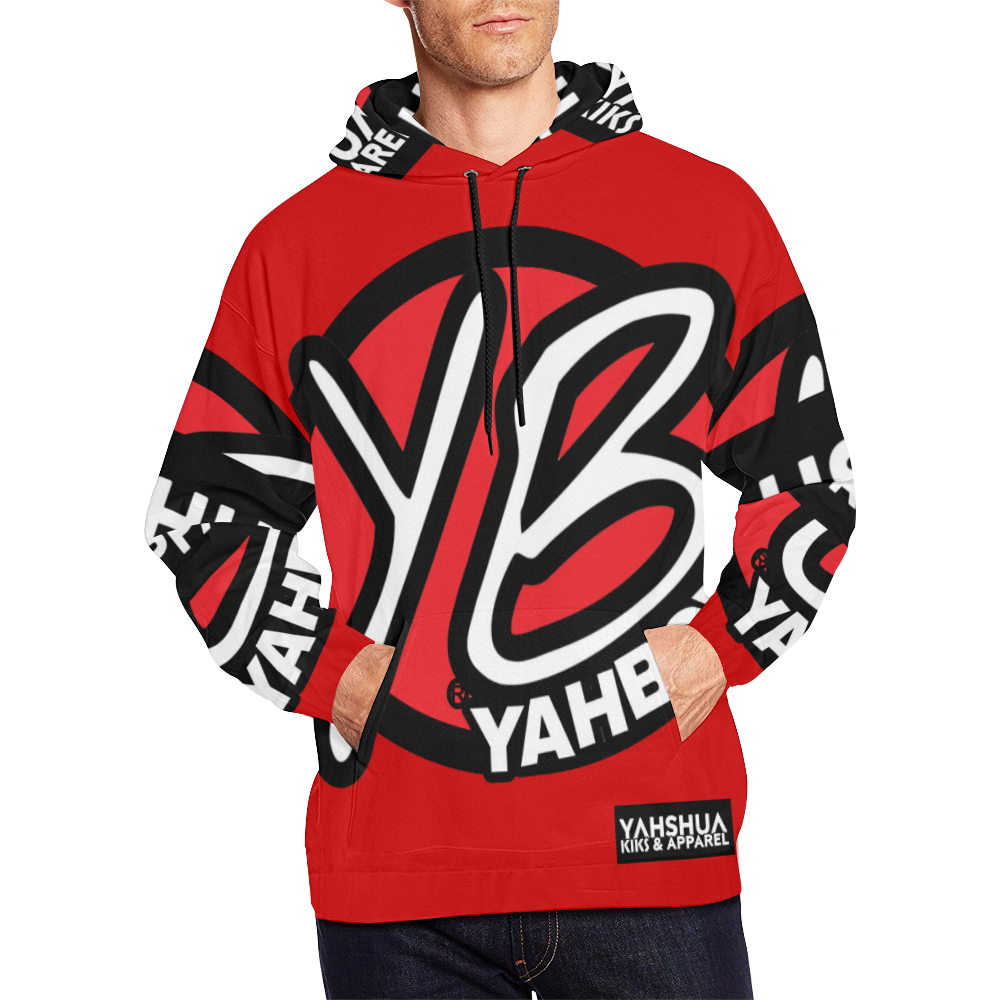 YahBoy Official Logo Red All Over Print Hoodie for Men (USA Size) (Model H13)