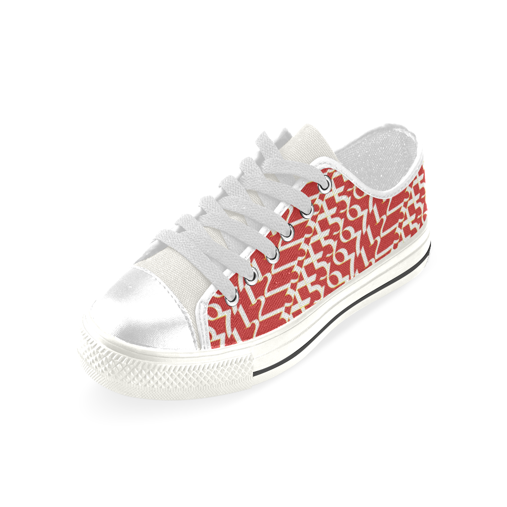 NUMBERS Collection 1234567 Lava Red/White Low Top Canvas Shoes for Kid (Model 018)