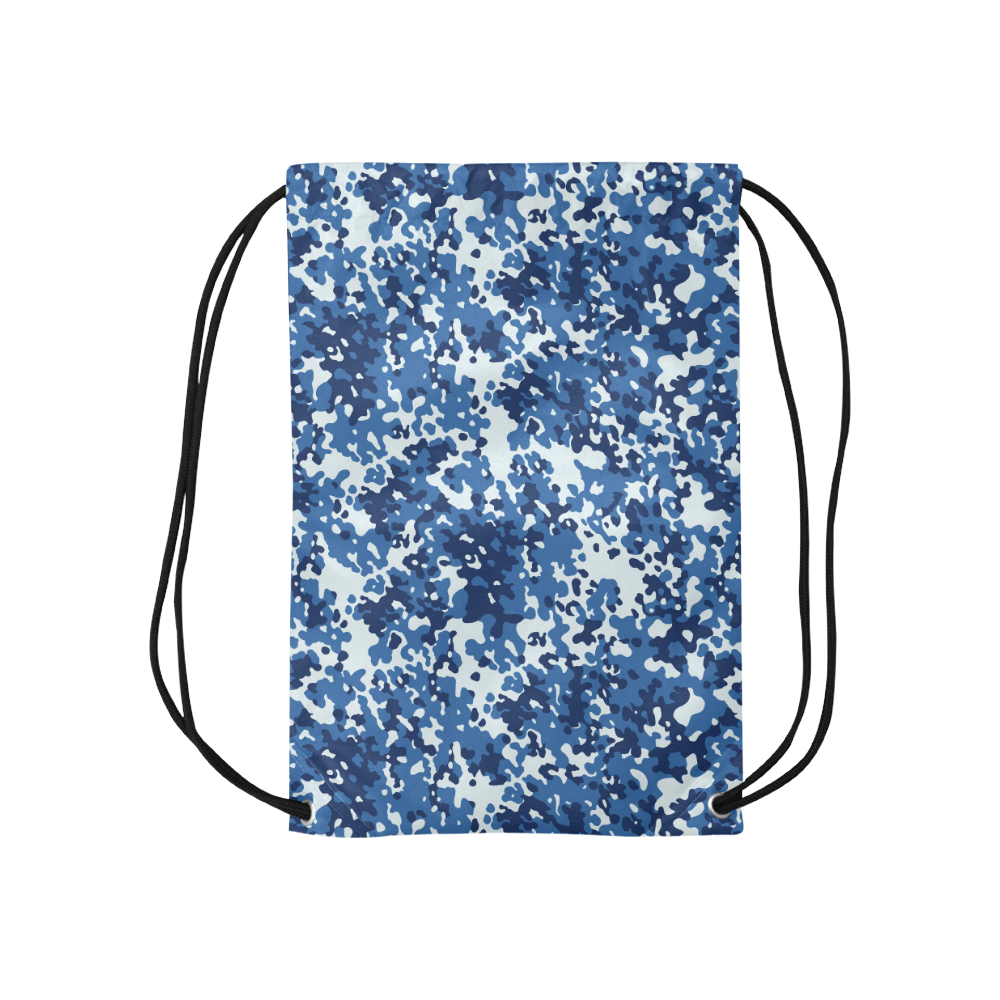 Digital Blue Camouflage Small Drawstring Bag Model 1604 (Twin Sides) 11"(W) * 17.7"(H)