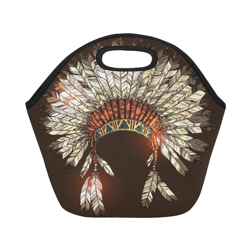 Native American Headdress Neoprene Lunch Bag/Small (Model 1669)