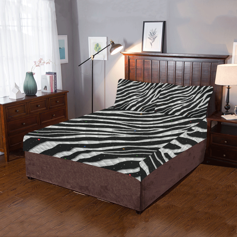 Ripped SpaceTime Stripes - White 3-Piece Bedding Set