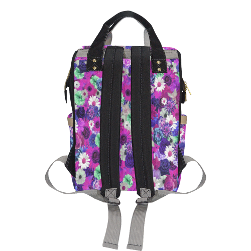 Purple Mint Fantasy Garden Multi-Function Diaper Backpack/Diaper Bag (Model 1688)