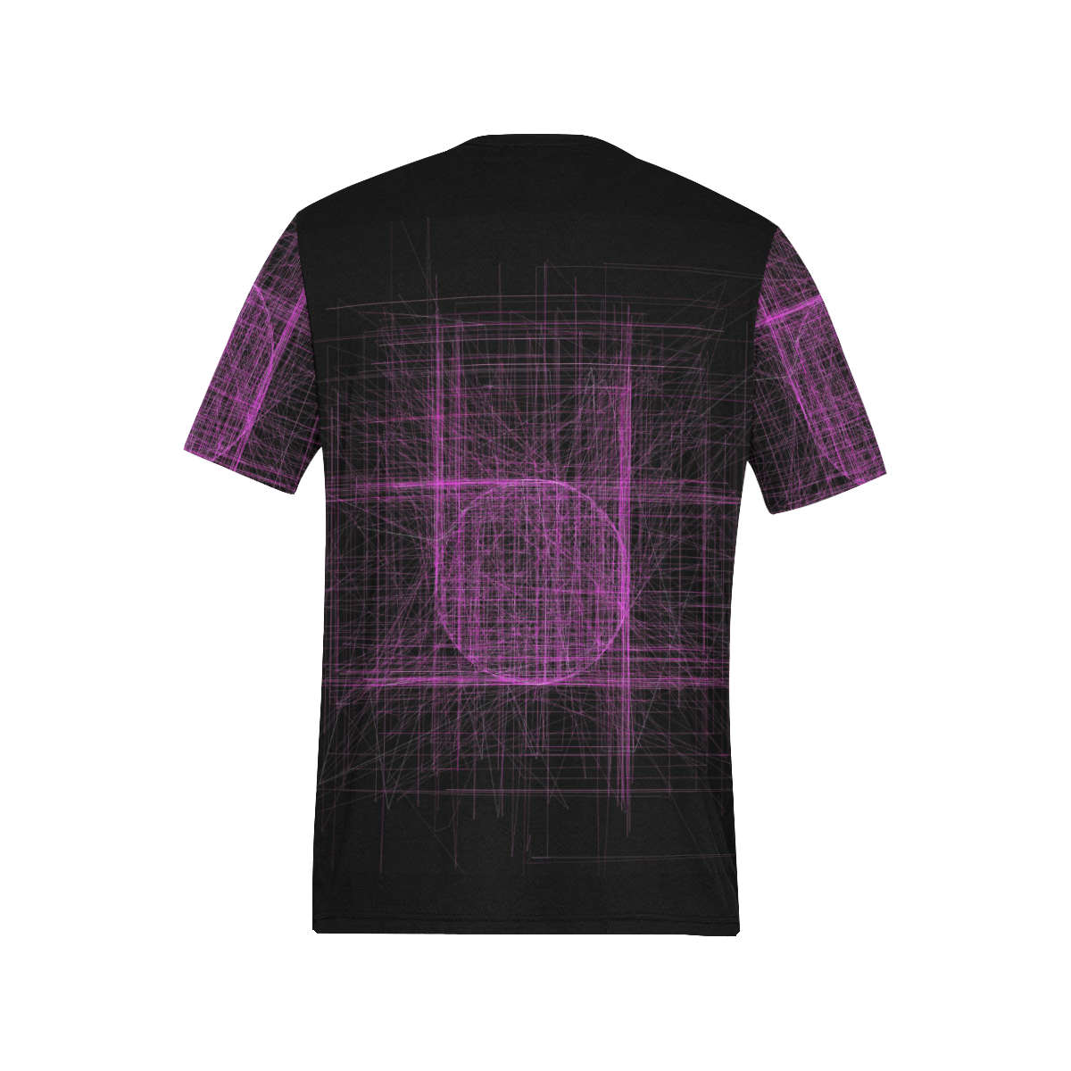 Purple / magenta abstract retro glitch on black Men's All Over Print T-Shirt (Solid Color Neck) (Model T63)