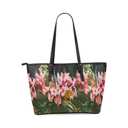orchids flying 1c3 Leather Tote Bag/Large (Model 1640)
