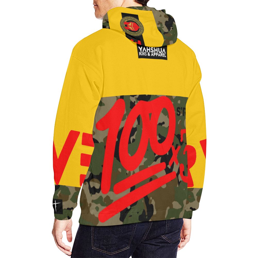 Yellow All Over Print Hoodie for Men (USA Size) (Model H13)