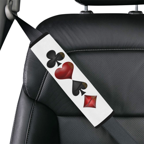 Las Vegas  Black and Red Casino Poker Card Shapes Car Seat Belt Cover 7''x12.6''