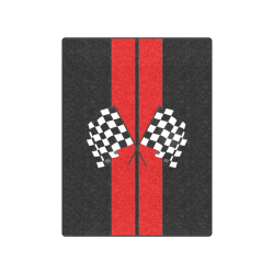 Racing Stripe, Checkered Flags, Black and Red Blanket 50"x60"