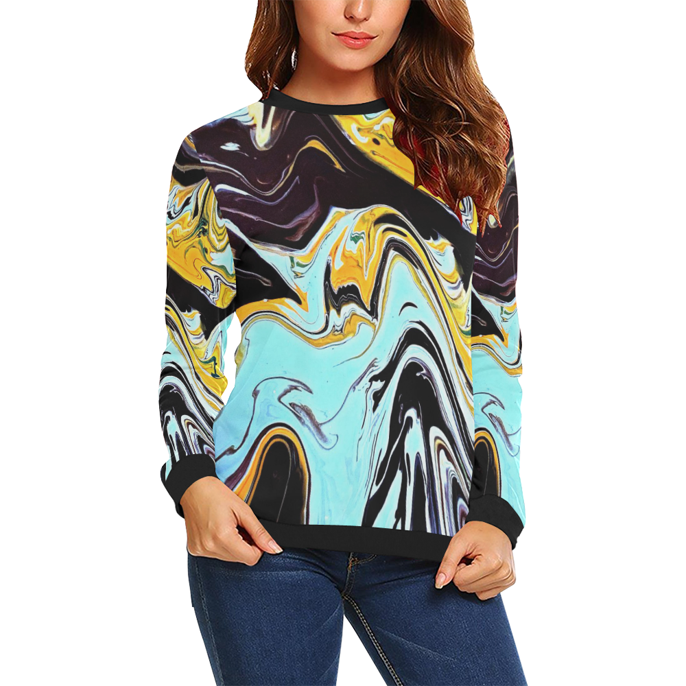 oil_d All Over Print Crewneck Sweatshirt for Women (Model H18)