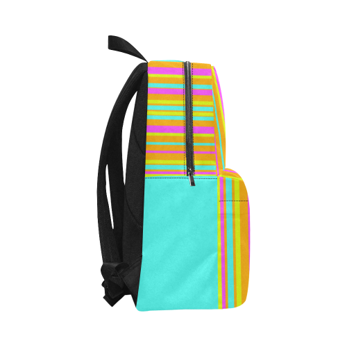 Neon Stripes  Tangerine Turquoise Yellow Pink Unisex Classic Backpack (Model 1673)