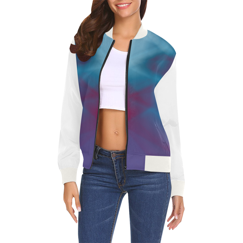 Abstract geometric All Over Print Bomber Jacket for Women (Model H19)