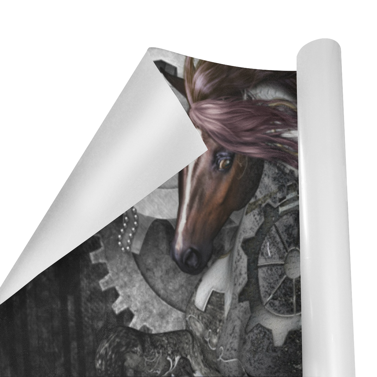 Aweswome steampunk horse with wings Gift Wrapping Paper 58"x 23" (5 Rolls)