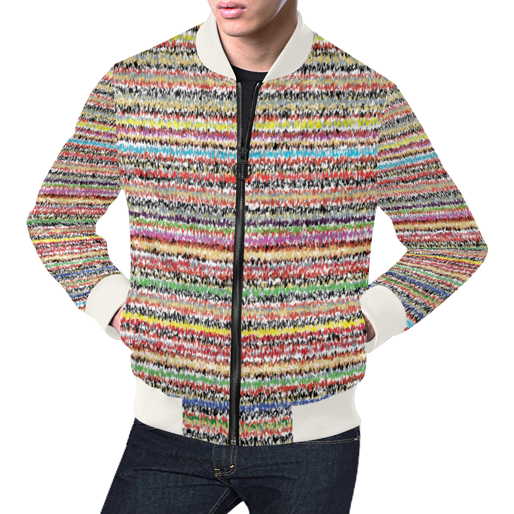 Patterns of colorful lines All Over Print Bomber Jacket for Men/Large Size (Model H19)