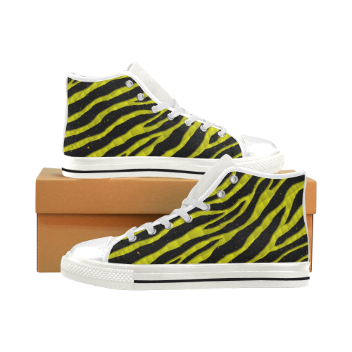 Ripped SpaceTime Stripes - Yellow Men’s Classic High Top Canvas Shoes (Model 017)