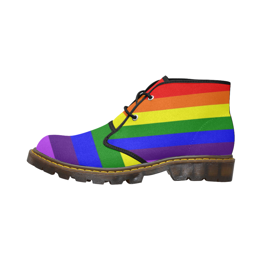 Rainbow Flag (Gay Pride - LGBTQIA+) Women's Canvas Chukka Boots/Large Size (Model 2402-1)
