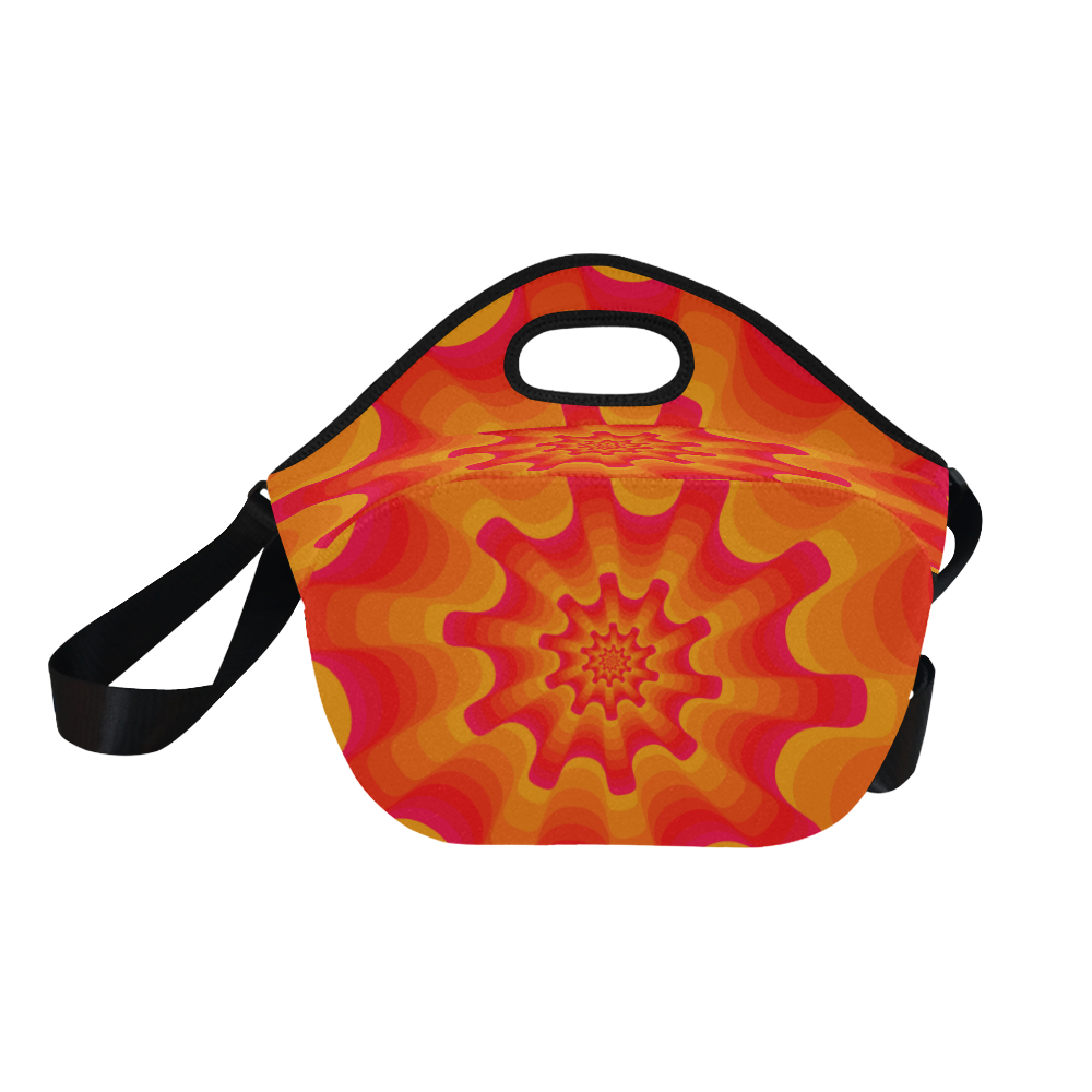 Orange red spiral Neoprene Lunch Bag/Large (Model 1669)