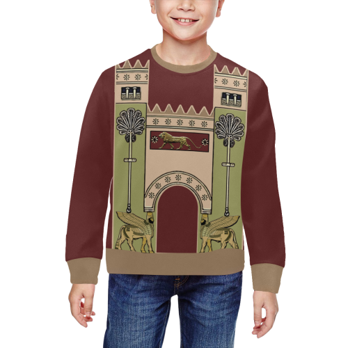 Assyrian symbol All Over Print Crewneck Sweatshirt for Kids (Model H29)