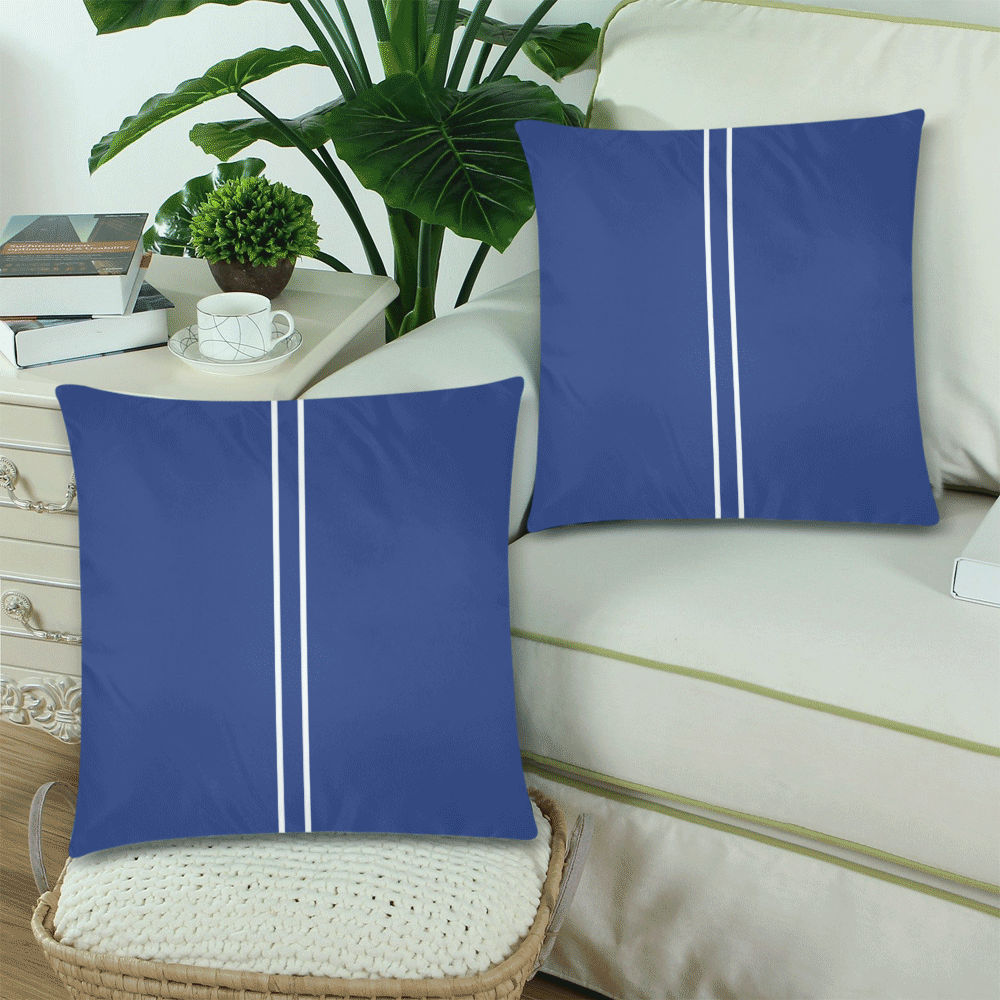 Porcelain Blue Stripe Custom Zippered Pillow Cases 18"x 18" (Twin Sides) (Set of 2)