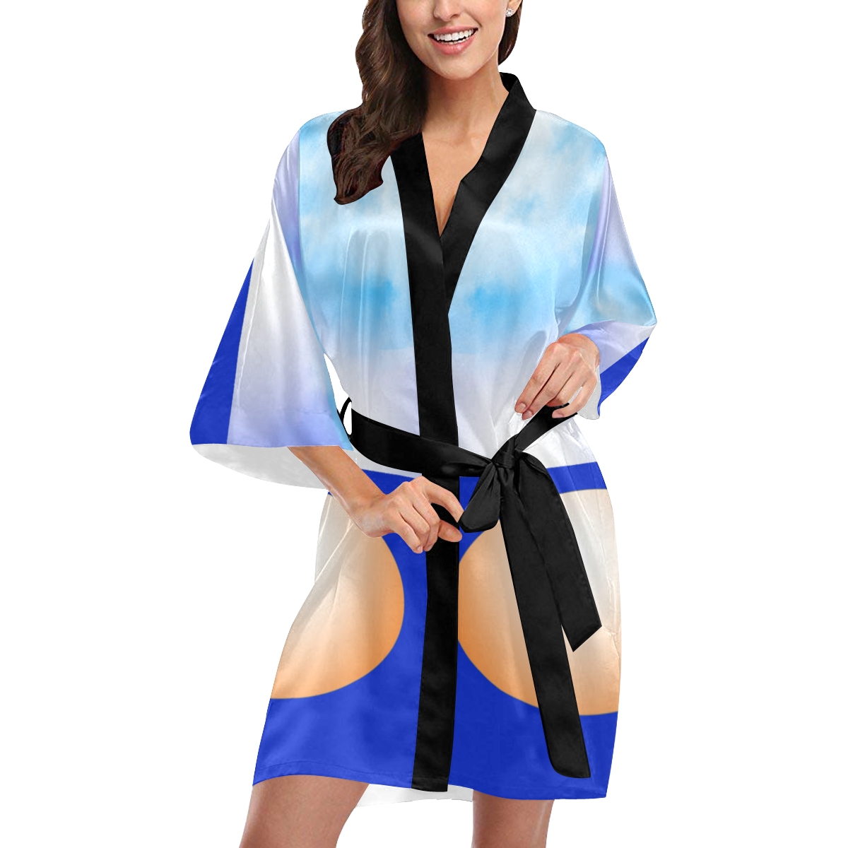 Blue & Orange Kimono Robe