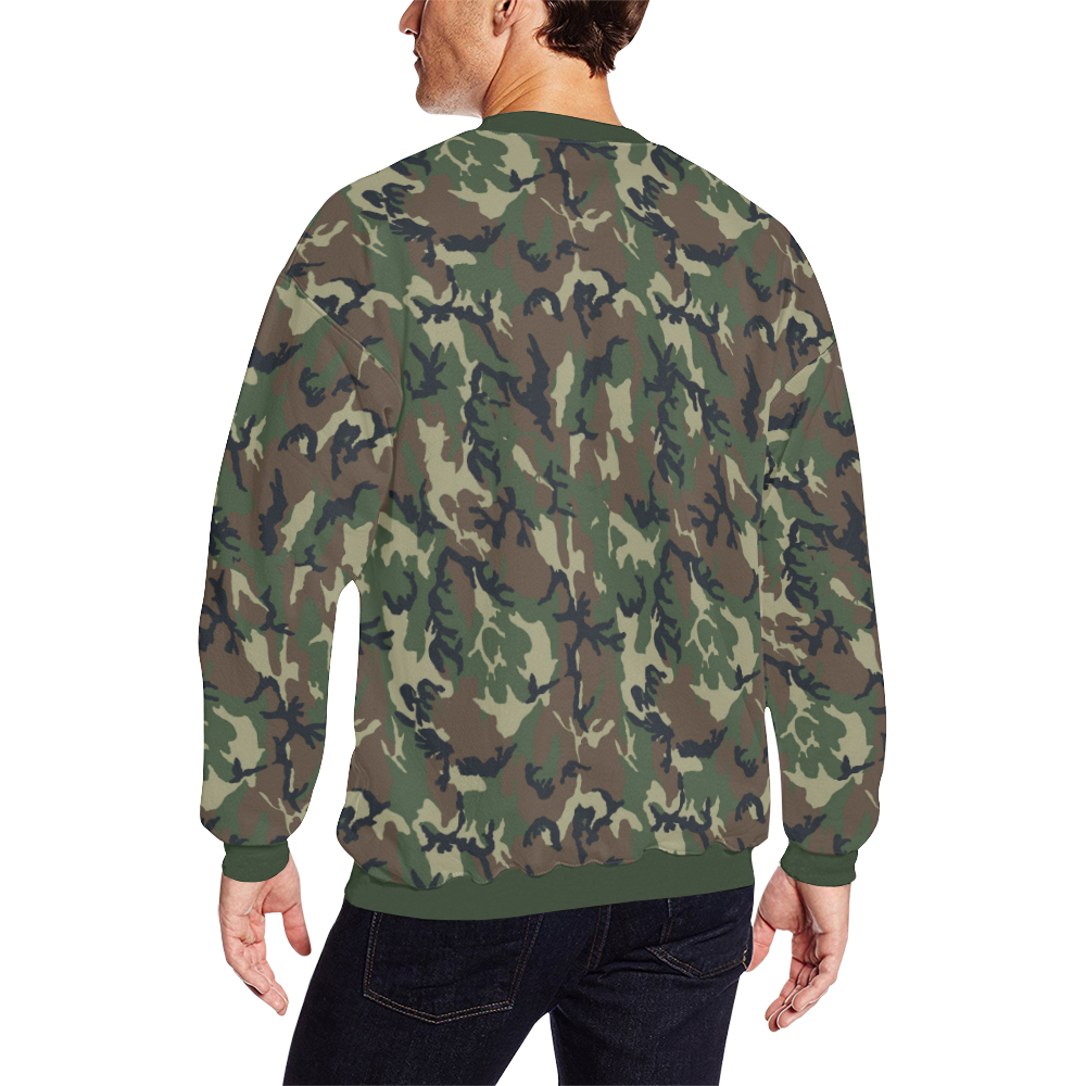 Woodland Forest Green Camouflage Men's Oversized Fleece Crew Sweatshirt (Model H18)