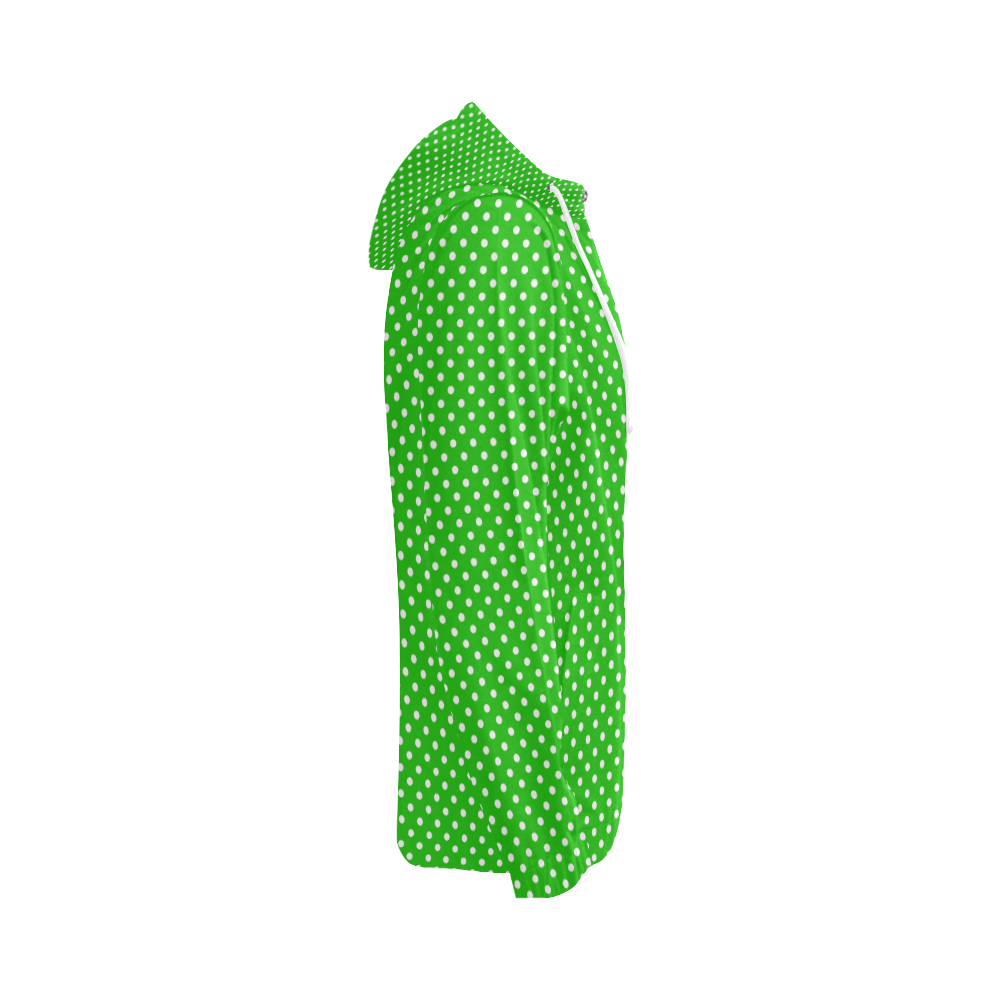 Green polka dots All Over Print Full Zip Hoodie for Women (Model H14)