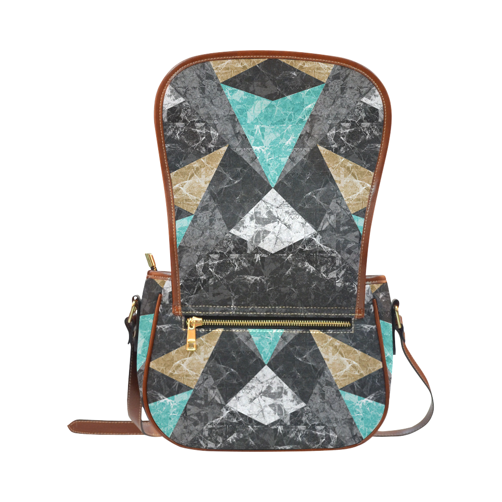 Marble Geometric Background G430 Saddle Bag/Large (Model 1649)