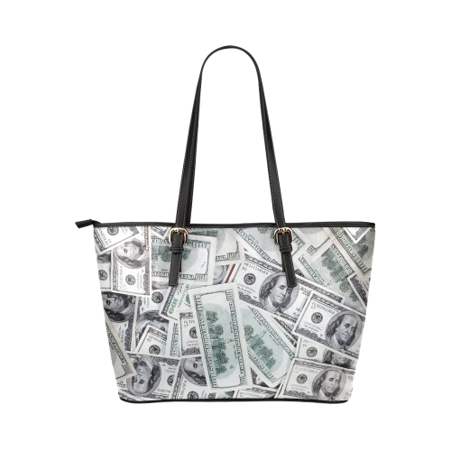 Cash Money / Hundred Dollar Bills Leather Tote Bag/Large (Model 1651)